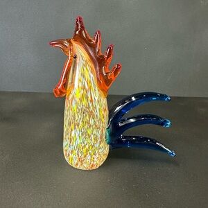 Moreno-style 5 1/2” Tall Contemporary Art Glass Rooster‎ Figurine